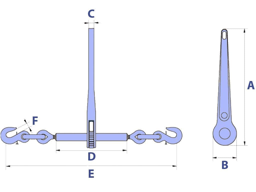 RLB12SC - 13MM Ratchet Loadbinder With Safety Grab Hooks