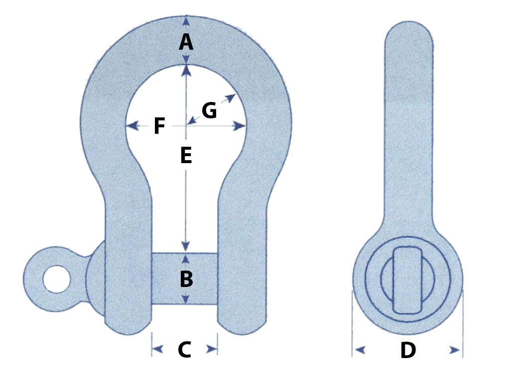 USSPB3.25A - 3.25 Ton Recovery Bow Shackle - 3250KG