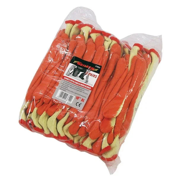 CT3841 - 12 Pairs Of Crinkle Latex Work Gloves Orange Size 9 Large