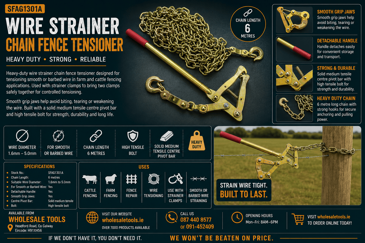 Wire Strainer Chain Fence Tensioner 6m
