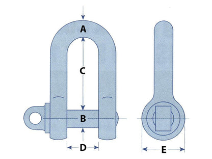 USSPD0.5 - 0.5 Ton Dee Shackles with Screw Pin x2