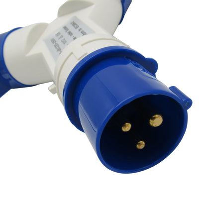 ZZWSSP16A - 2 Way Splitter 16A (Mains Electric Hook Up Adaptor Caravan Motorhome 220-250V)