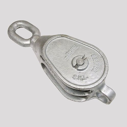 Galvanised Malleable Iron Blocks c/w Becket Eye Double Sheave Swivel Oval Eye