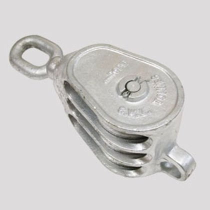 Galvanised Malleable Iron Blocks c/w Becket Eye Triple Sheave Swivel Oval Eye