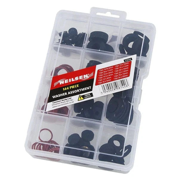 CT0742 - 144pc Rubber Washer / Fibre Gasket Set - Assorted