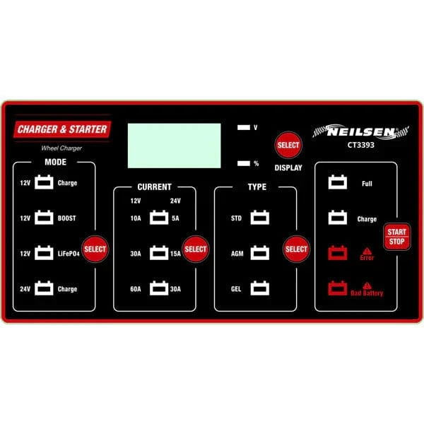 CT3393 - 12/24V 200AMP Heavy Duty Smart Trolley Battery Charger / Starter