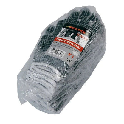 CT3843 - 12 Pairs Of Knitted Gloves with PVC Dots Size 9 Large