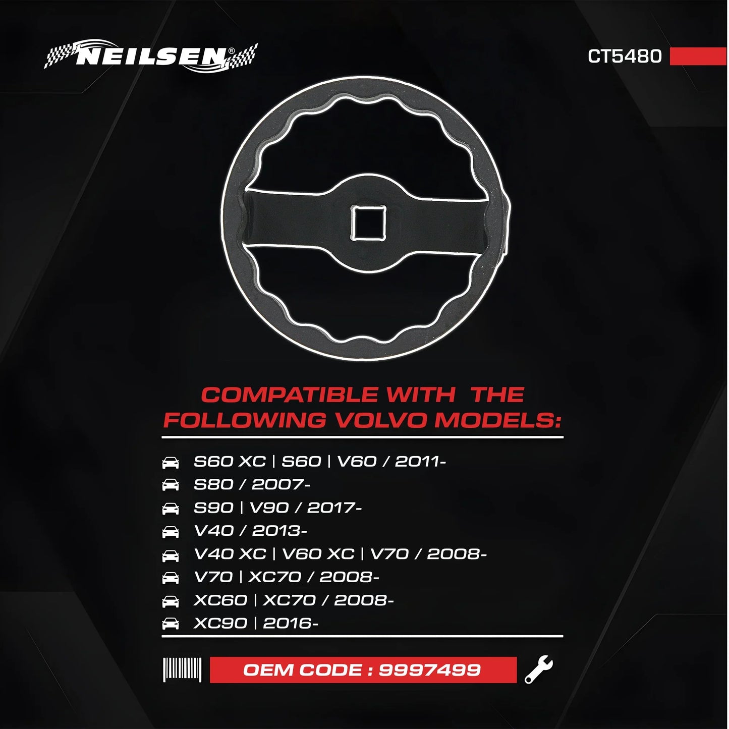 CT5480 - Oil Filter Cap Wrench - Volvo