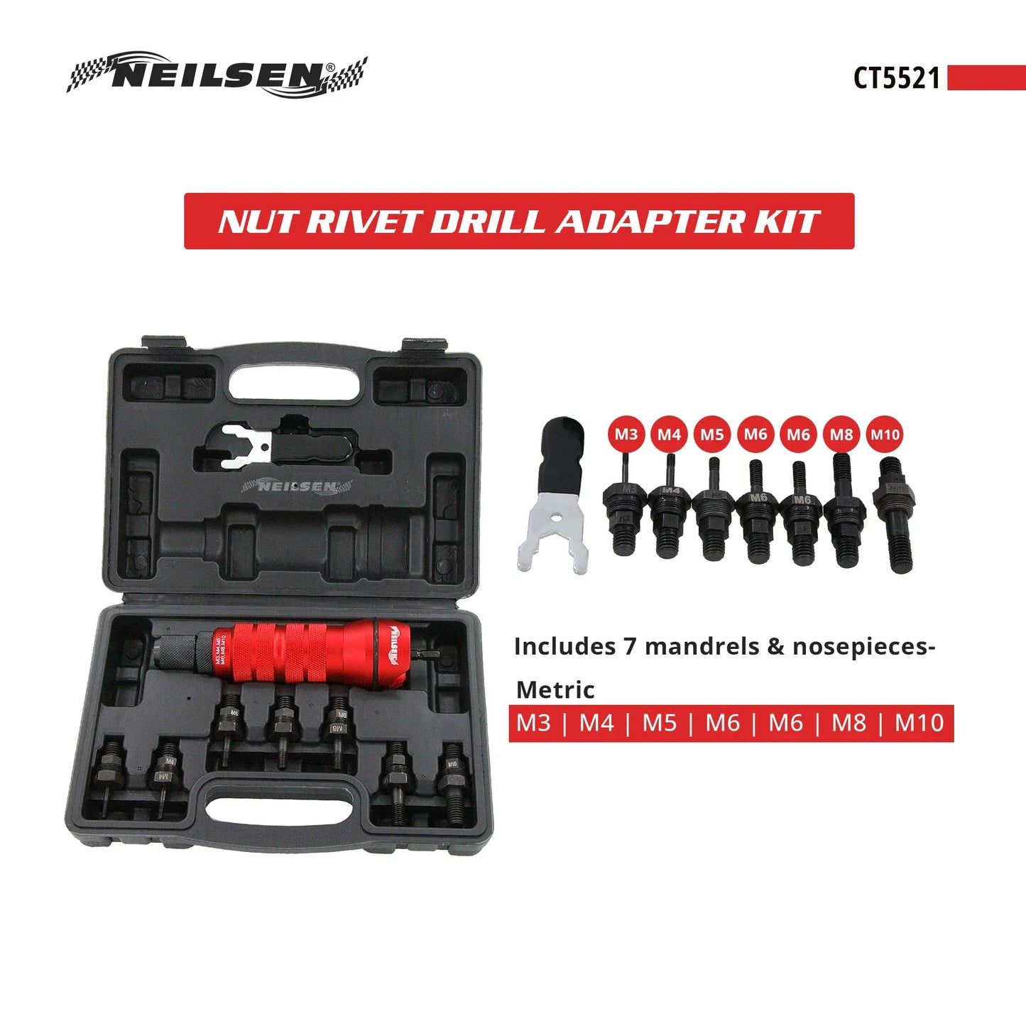 CT5521 - Nut Rivet Drill Adapter Kit
