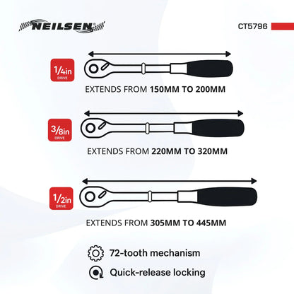 CT5796 - 3pc Extending Ratchet Set