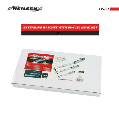 CT5797 - 3pc Extending Ratchet with Swivel Head Set