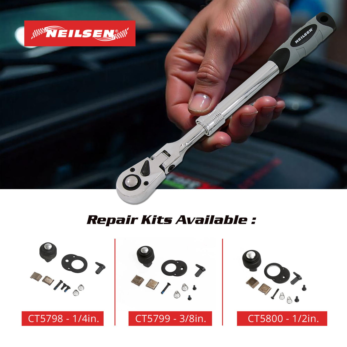 CT5797 - 3pc Extending Ratchet with Swivel Head Set