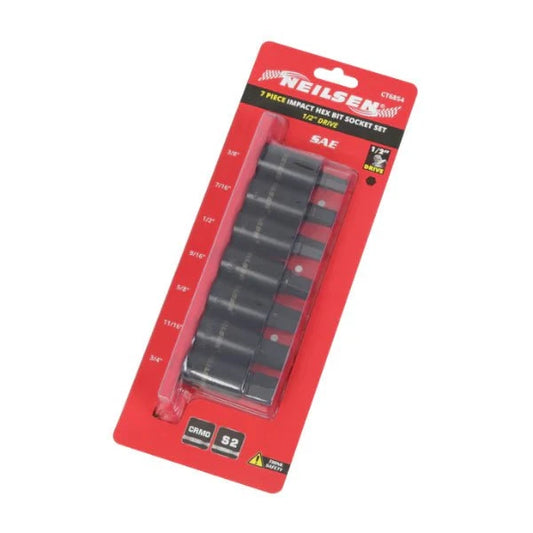 CT6854 - 7pc 1/2 Inch Dr Impact Hex Bit Socket Set SAE - 38"- 3/4"