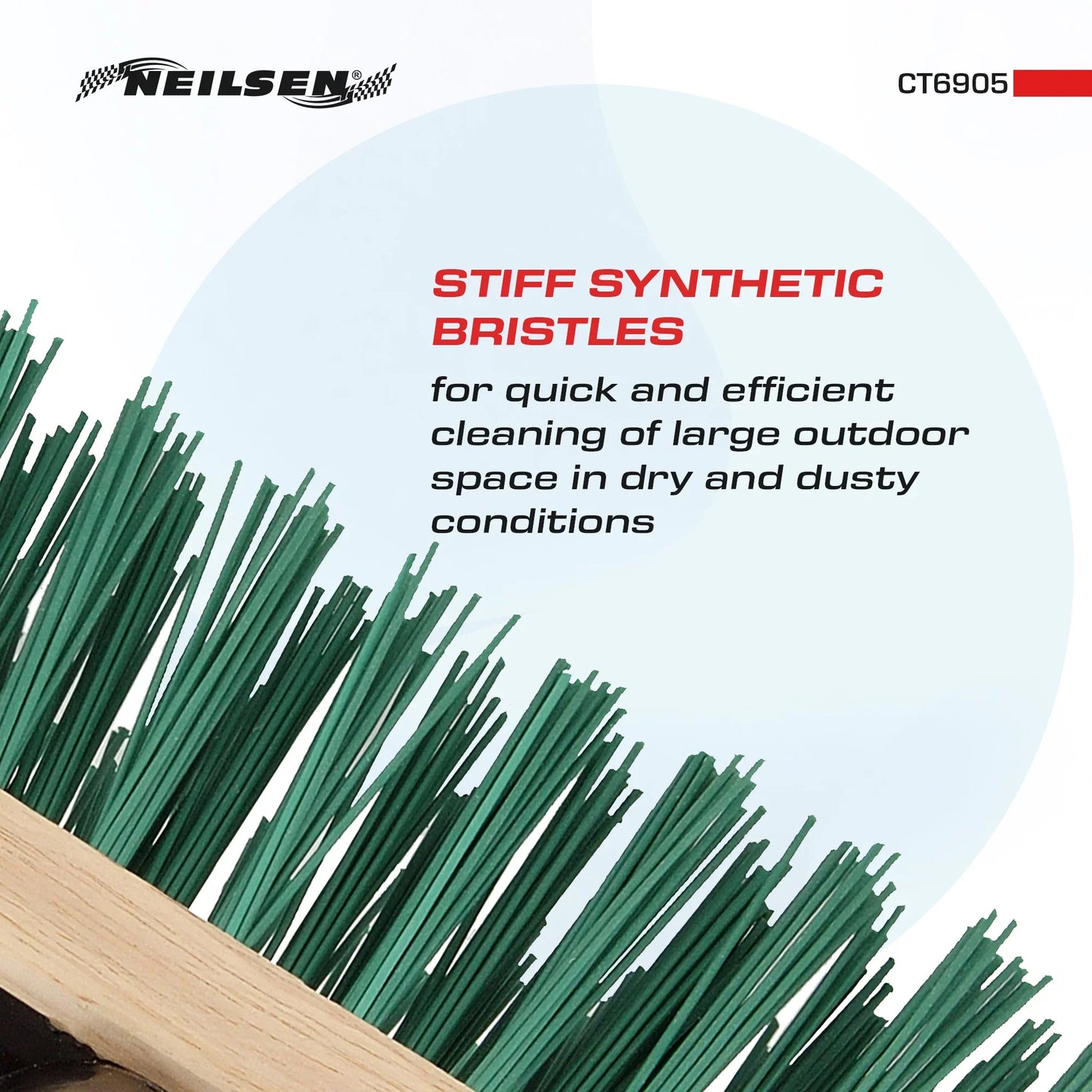 CT6905 - Green Stiff Bristle Broom & Screw Fit Metal Handle - 300mm