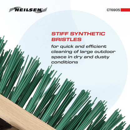 CT6905 - Green Stiff Bristle Broom & Screw Fit Metal Handle - 300mm