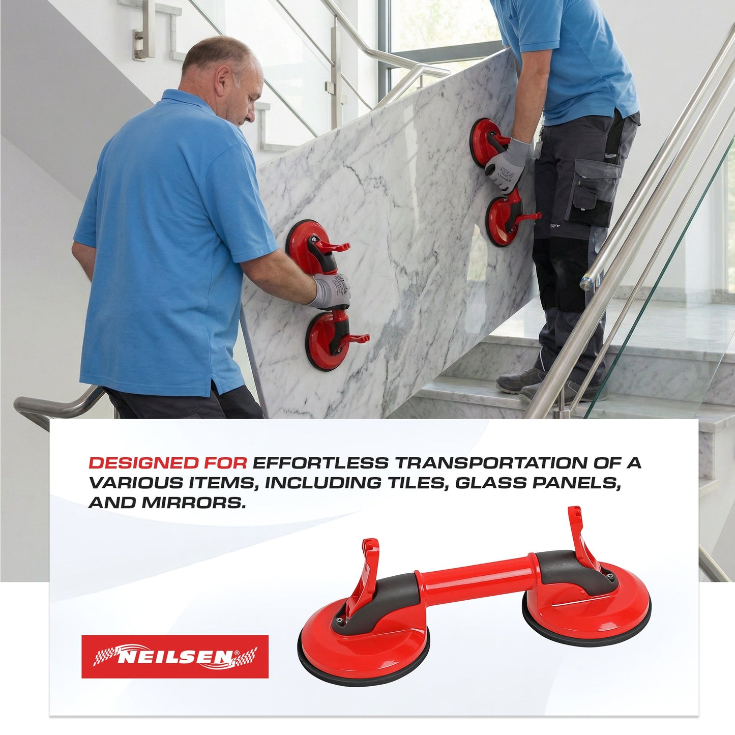 CT6918 - Suction Cup With 2 Jaw Aluminium Die Casting Body 120kg Suction