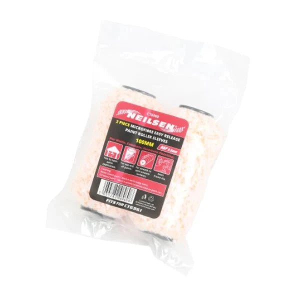 CT6960 - 2pc Microfibre Easy Release Paint Roller Sleeve 100mm