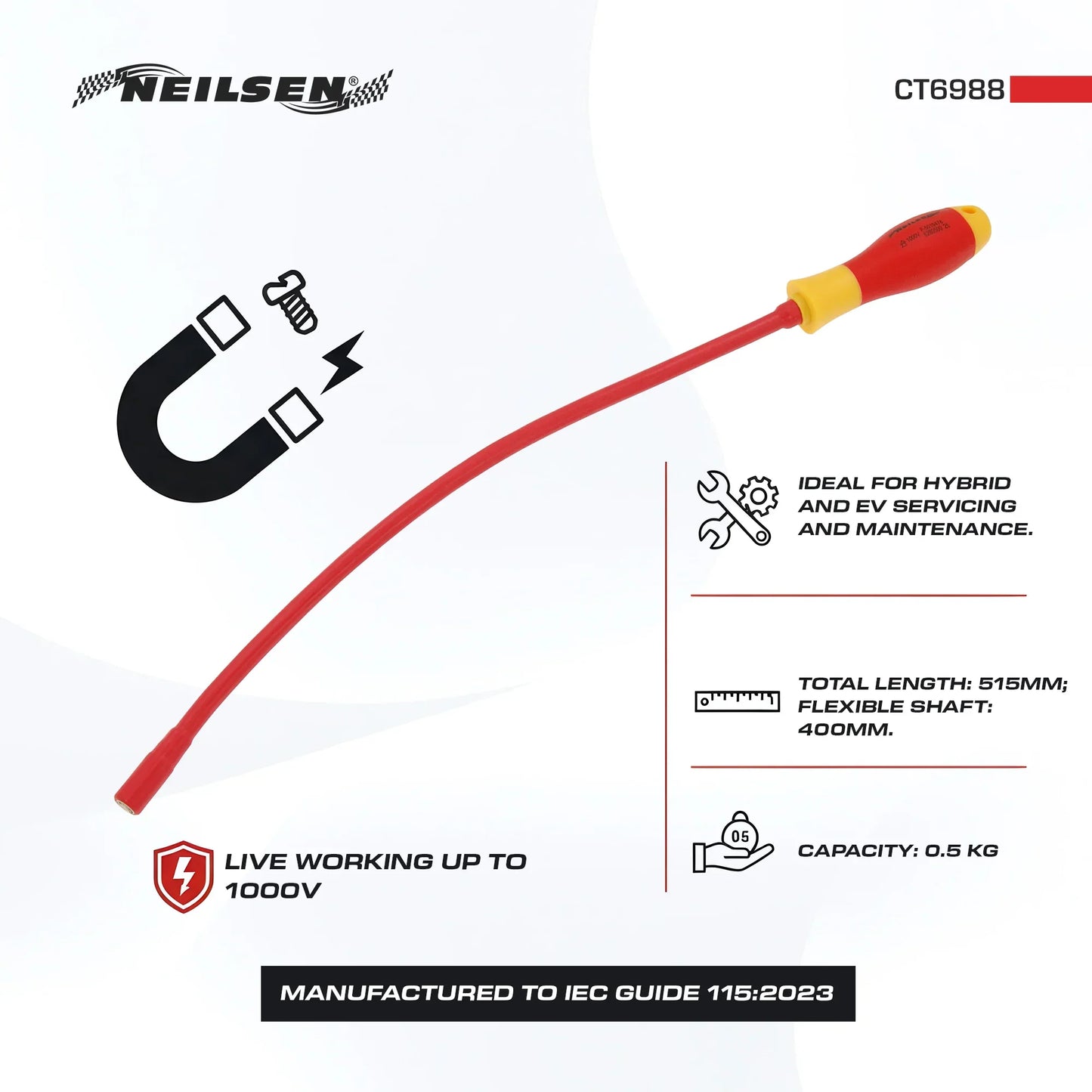 CT6988 - VDE Insulated Flexible Magnetic Pick Up Tool