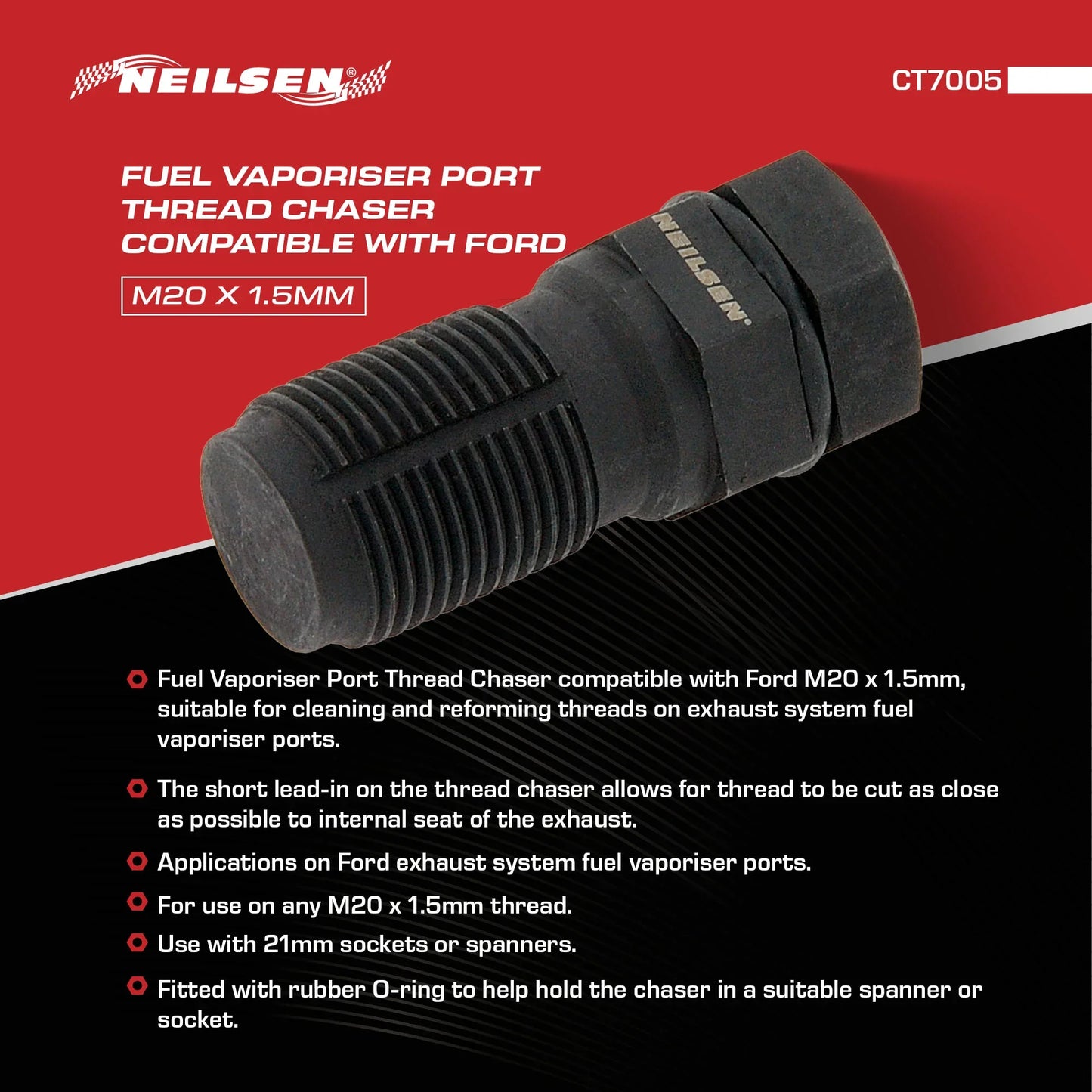 CT7005 - Fuel Vaporiser Port Thread Chaser for Ford M20 x 1.5mm
