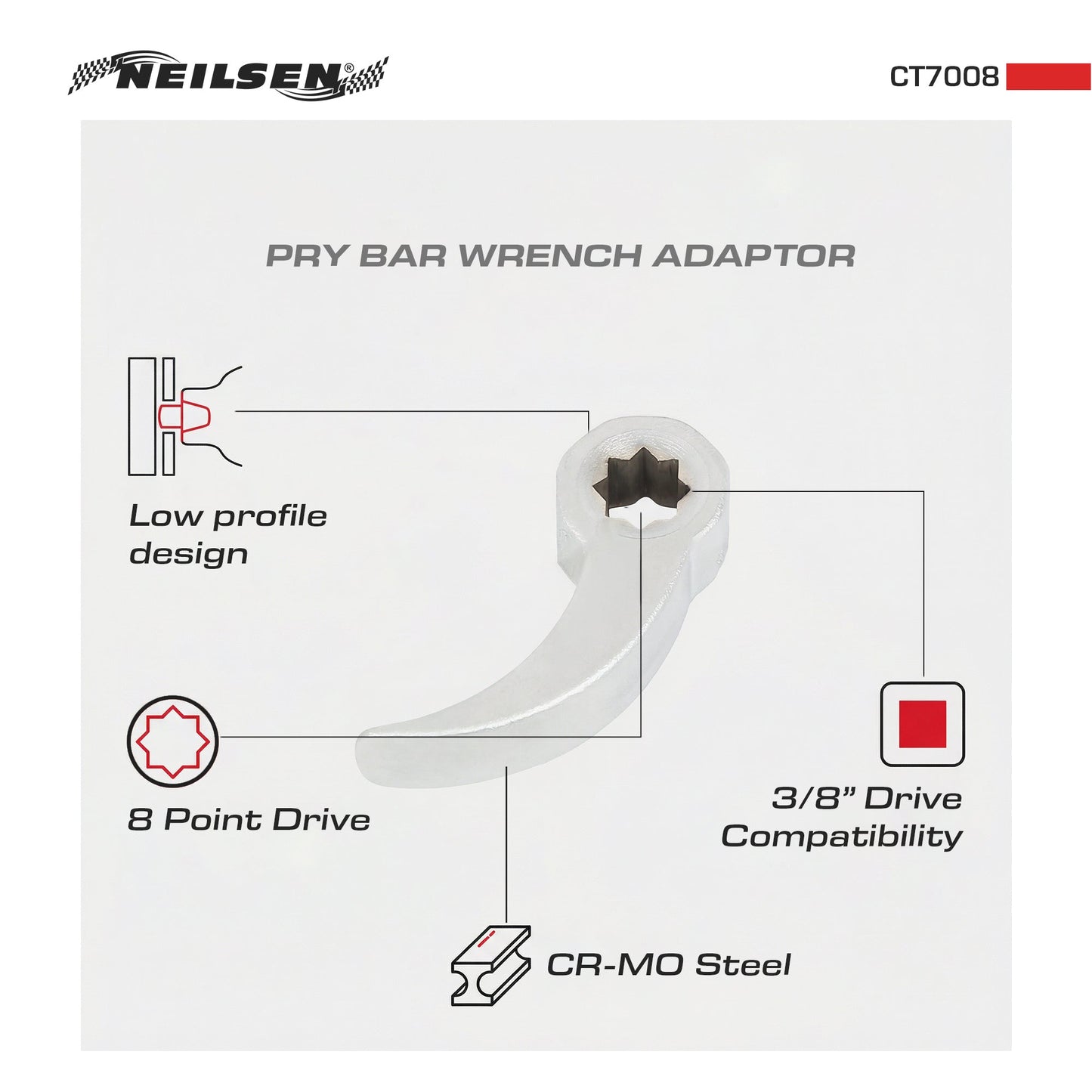 CT7008 - Pry Bar Wrench Adaptor 3/8"Drive