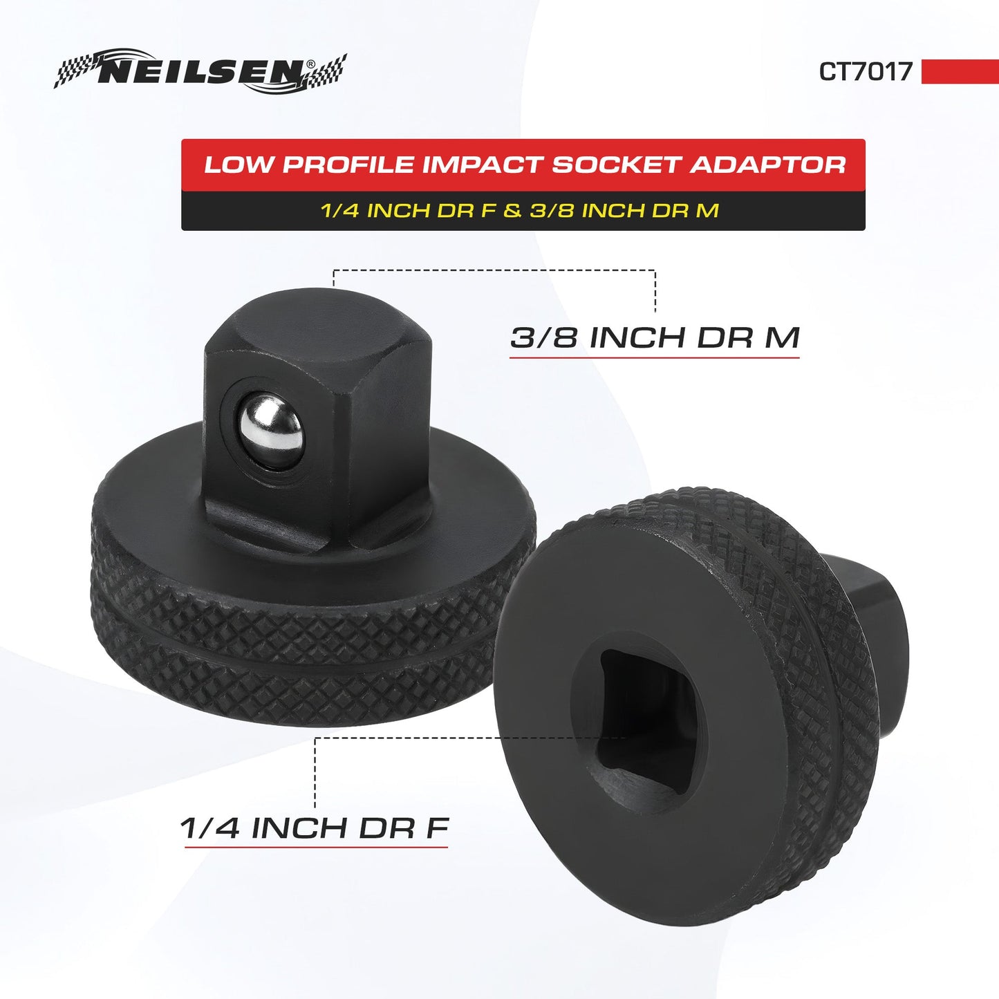 CT7017 - Low Profile Impact Socket Adaptor 1/4 Inch Dr F & 3/8 Inch Dr M