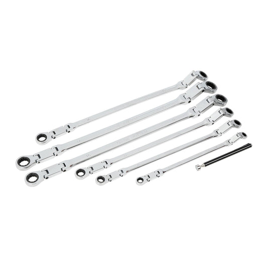 CT7155 - 7pc Extra Long Double Joint Flexible Head Ratchet Wrench With Pick Up Tool