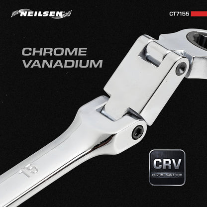 CT7155 - 7pc Extra Long Double Joint Flexible Head Ratchet Wrench With Pick Up Tool