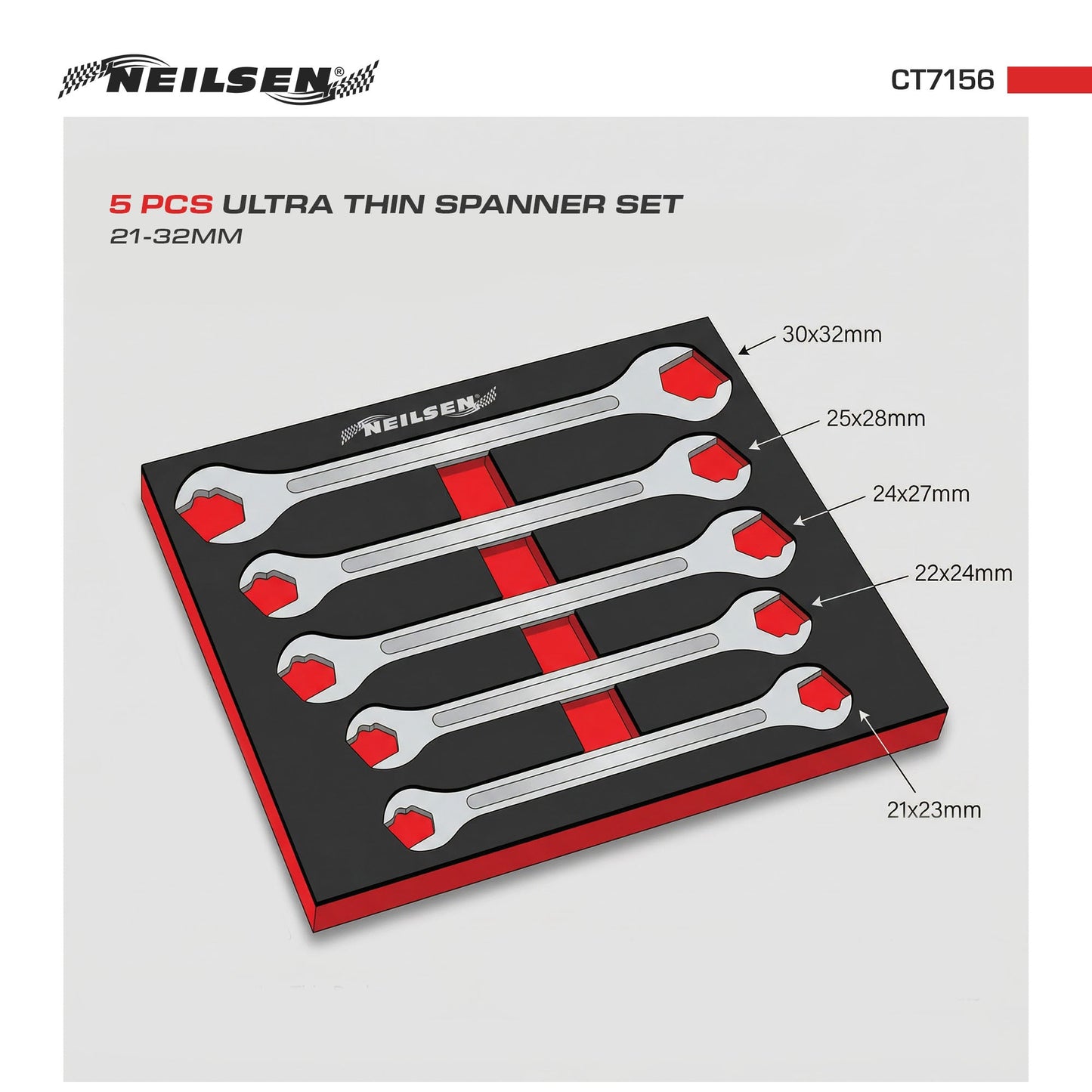 CT7156 - 5pc Ultra Thin Spanner Set 21-32mm