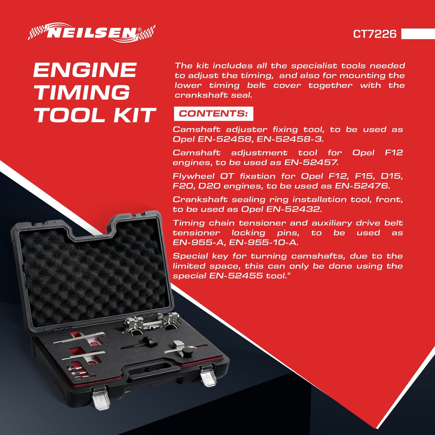 CT7226 - Timing Tool For Vauxhall Opel Astra K 1.2 2019 LIH F12SHL F12SHT F12SHR Petrol