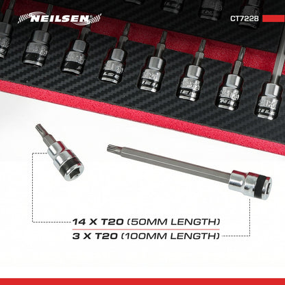 CT7228 - 17pc T20 Star Bit Set 3/8 Inch Dr