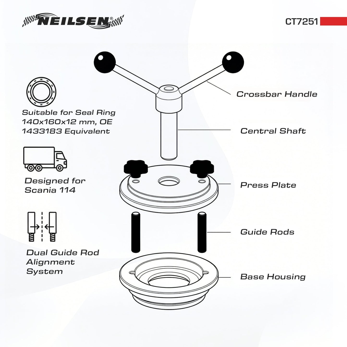 CT7251 - Crankshaft Seal Ring Assembling Tool For Scania 114