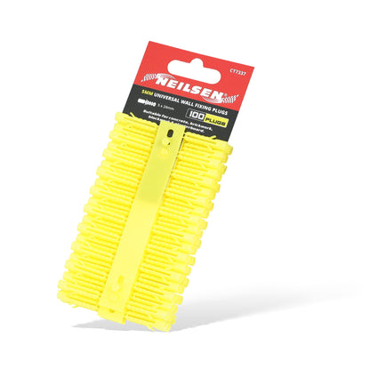 CT7337 - Universal Wall Fixings Anchor Yellow 5mm 100 Plugs