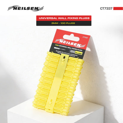 CT7337 - Universal Wall Fixings Anchor Yellow 5mm 100 Plugs