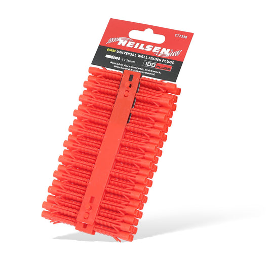 CT7338 - Universal Wall Fixings Anchors Red 6mm 100 Plugs