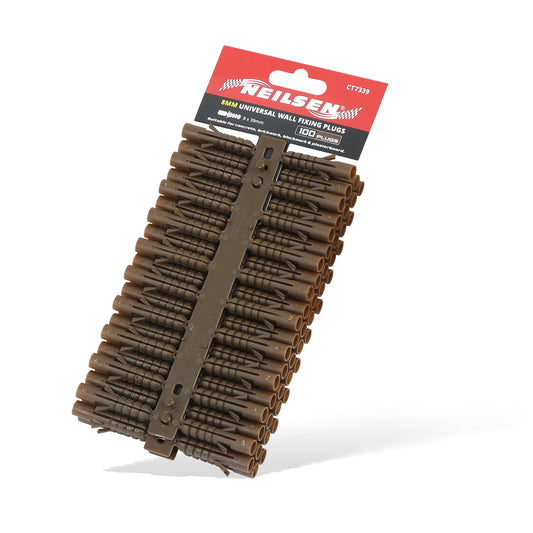 CT7339 - Universal Wall Fixings Anchors Brown 8mm 100 Plugs
