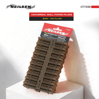 CT7339 - Universal Wall Fixings Anchors Brown 8mm 100 Plugs