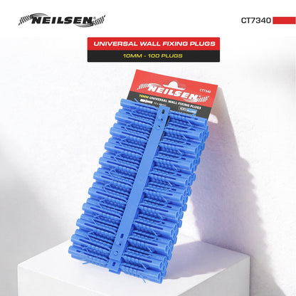 CT7340 - Universal Wall Fixings Anchors Blue 10mm 100 Plugs