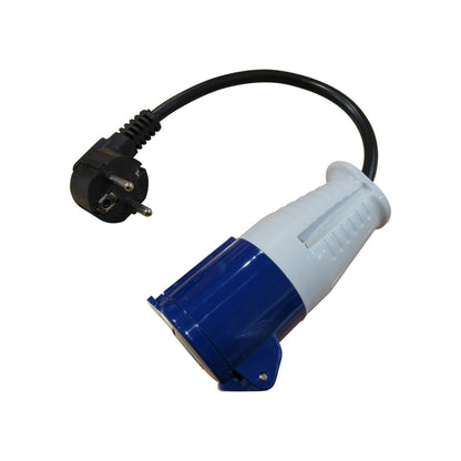 ZZNXHUC2 - Euro 2 Pin Short Adapter to CEE Female Socket Coupler - Caravan Camp