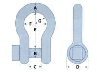 BPUSTBS3.25 - Galvanised Bow Shackle Square Head 3.25Ton (3250KG Marine Boat Trawler Tested Certified) - My Store