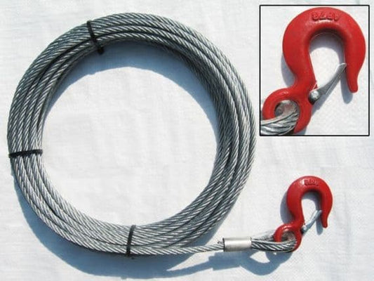 HWC8 - Hand Winch Cable With Hook 8MM x 15 Metre