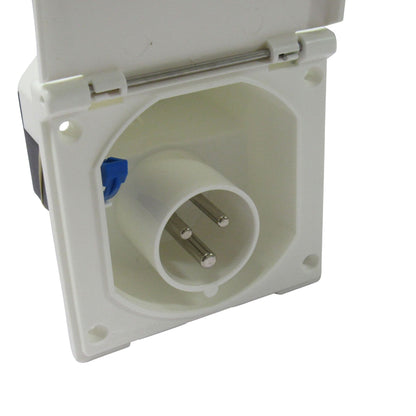 ZZNZ3PCS - Mains Hook Up Inlet Socket 240V (White Flush Fitting Caravan 3 Pin Electric Connector