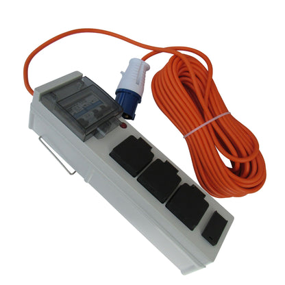 ZZNZUMMU15 - Mobile Mains Hook Up 15M Cable With 3 Plug Sockets 2 USB Ports (Caravan Camping)