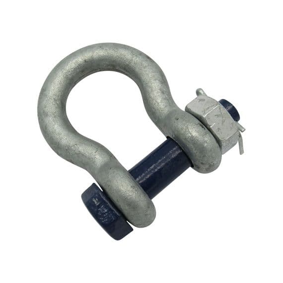 SSAB3.25 - Safety Pin Bow Shackle - 3.25 Ton Galvanised 19MM 3250KG Omega - My Store