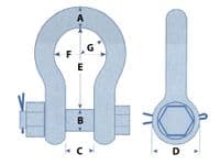 SSAB0.5 - Safety Pin Bow Shackles X2 - 0.5 Ton Galvanised 8MM 500KG Omega - My Store