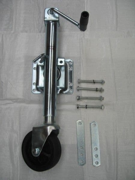 JOCKI - 1000LB SIDE WINDER TRAILER JACK WITH SWIVEL BRACKET, PLASTIC WHEEL-PLASTIC RIM