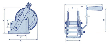 SSHW16 - Stainless Steel Hand Winch with Cover 1600LB