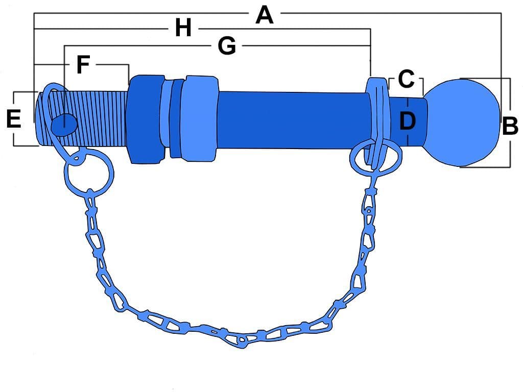 AGS3211 - Tow Ball Long Shank 50MM & Chain